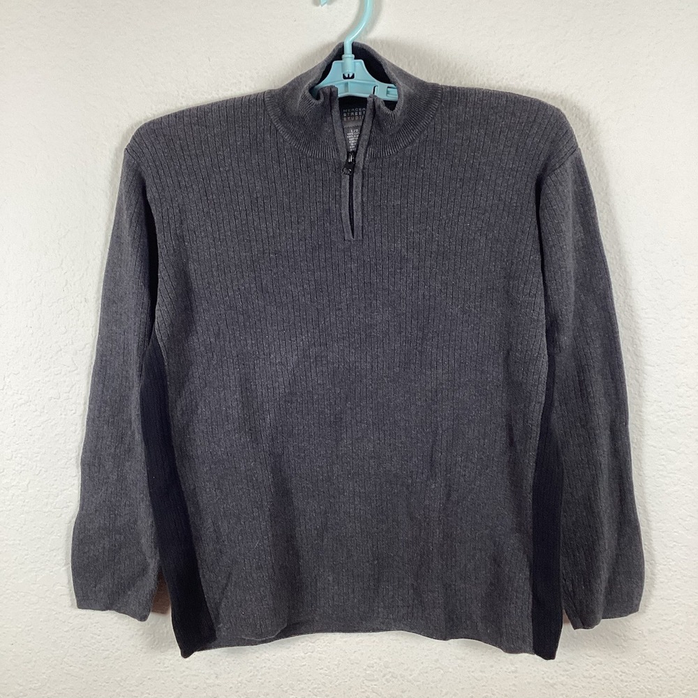 MERCER STREET STUDIO Mens Sweater Sz L Long Sleeve Solid Gray Excellent